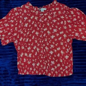 American Eagle Shirt 
Size: M 
Color: Red with yellow flowers